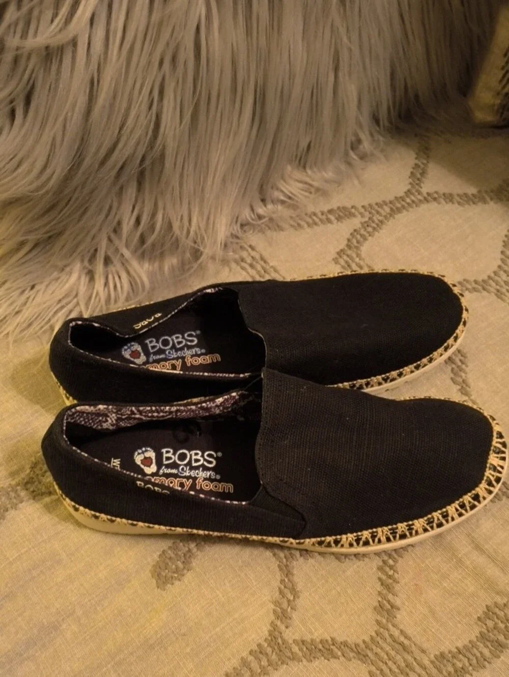 BOBS by SKECHERS Black Slip-On Espadrille Flats